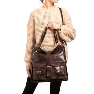 Borsa a spalla  da donna In Vera pelle Made in Italy 38x37x10 cm