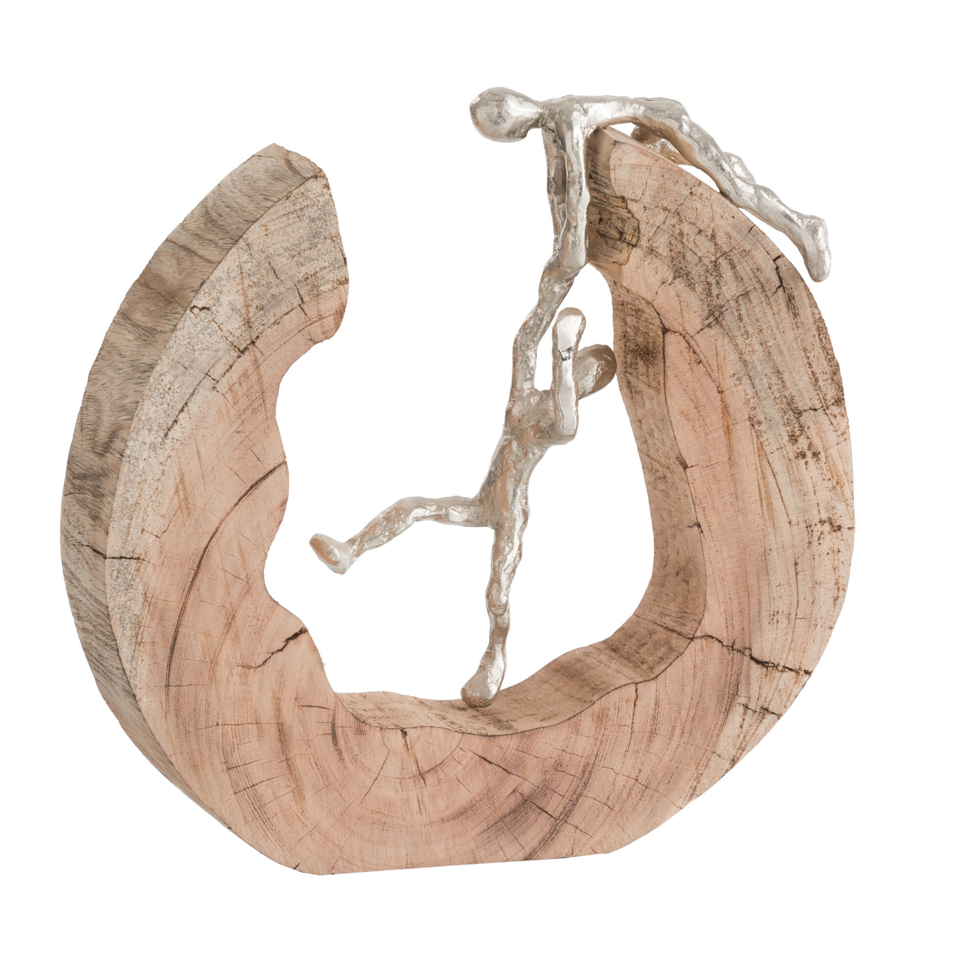 J-Line décoration Couple Escalier - bois/aluminium - naturel/argent