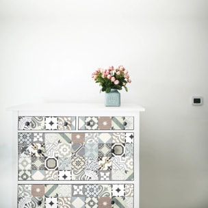 Sticker carrelage - Ambiance Sticker - 60 CARREAUX DE CIMENT MEUBLE AUTHENTIQUES ROMULDINO - 20x20cm