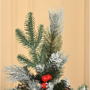 HOMCOM árbol de Navidad Artificial 150 cm con 440 Ramas 39 Piñas y 39 Bayas Hojas de PVC PE Base Plegable y Soporte Metálico Decoración Navideña para Interiores Verde