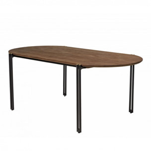 ALIDA - Table à manger ovale 200x105cm plateau bois de teck recyclé