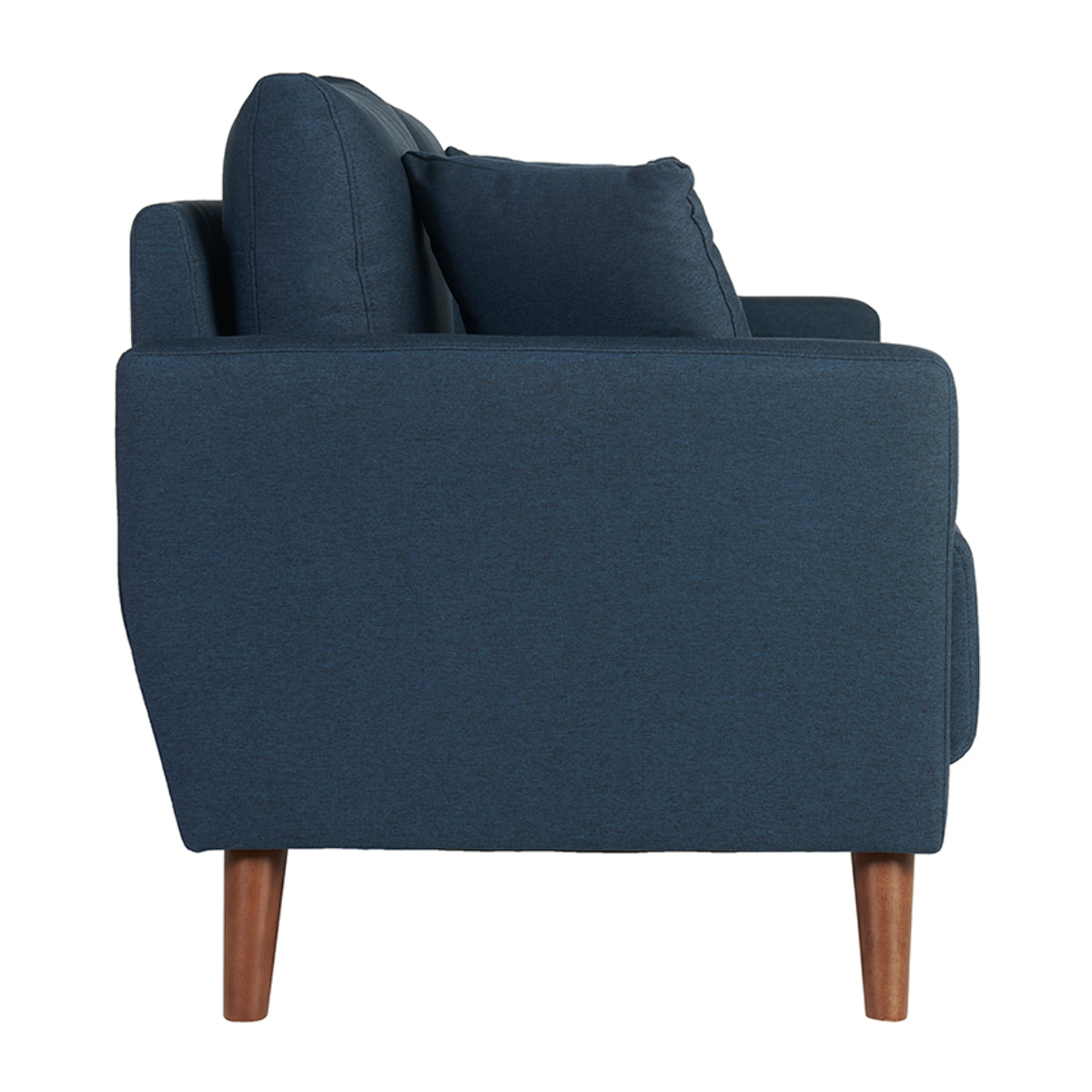 Canapé 2 places en tissu bleu foncé et bois foncé MUNIK