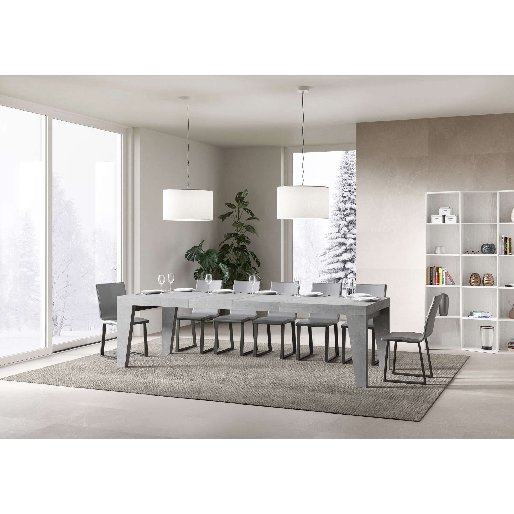 Table extensible 90x180/284 cm Naxy Premium Gris Béton