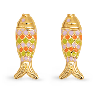 Orecchino Colored Fish Placcato Oro