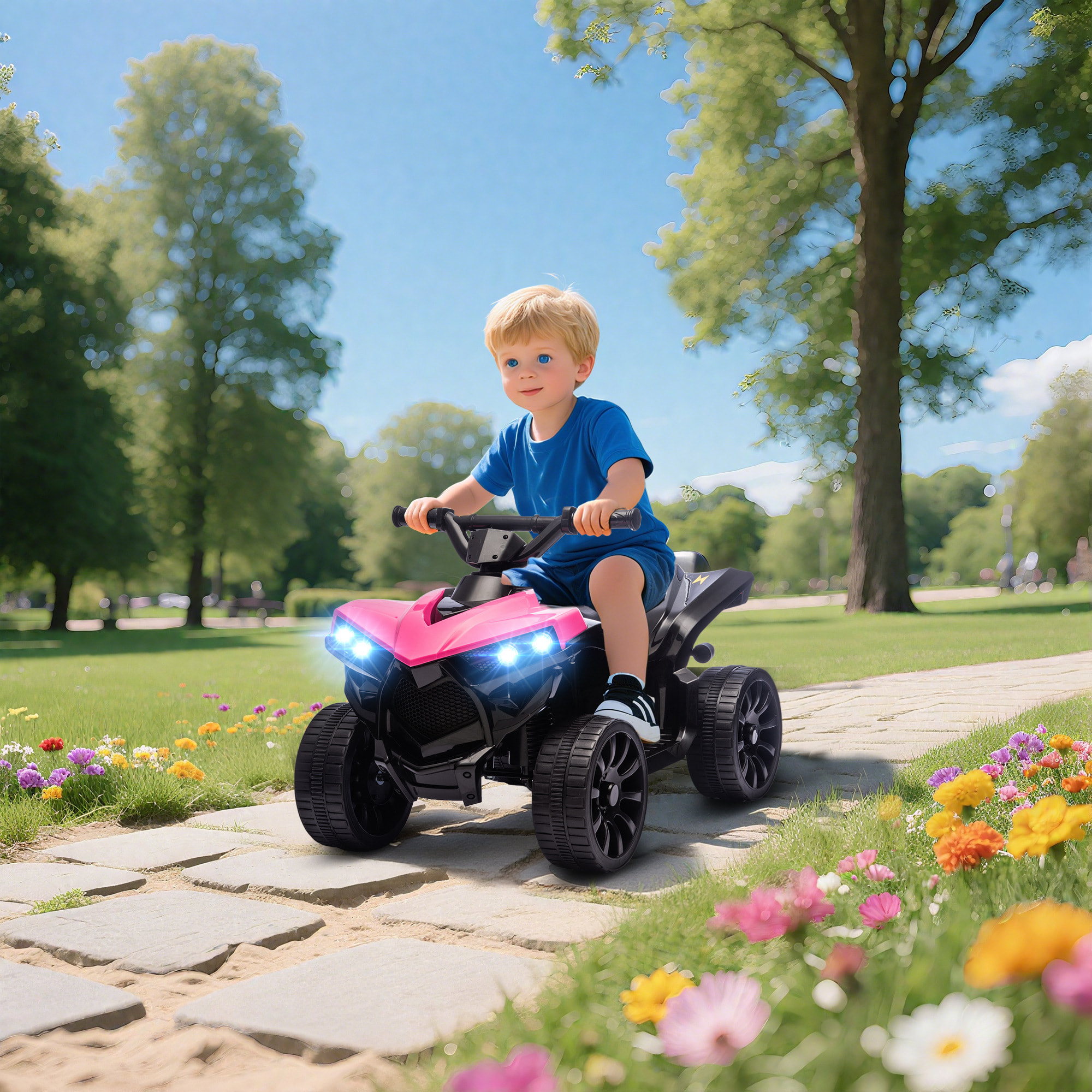 Quad Eléctrico para Niños 6 V, Quad para Niños de 37 a 72 Meses, Velocidad hasta 3â€¯km/h, con Faros y Música, Rosa