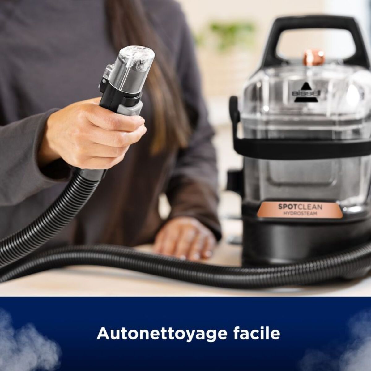 Nettoyeur détacheur BISSELL SpotClean Hydrosteam Pro B3700N, mode vapeur, 4 roues multidirectionnelles