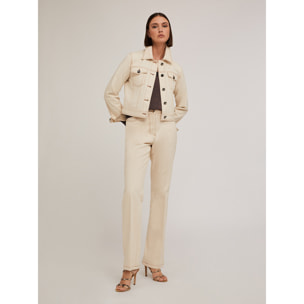 Motivi - Pantaloni flare in drill con impunture a contrasto - Beige