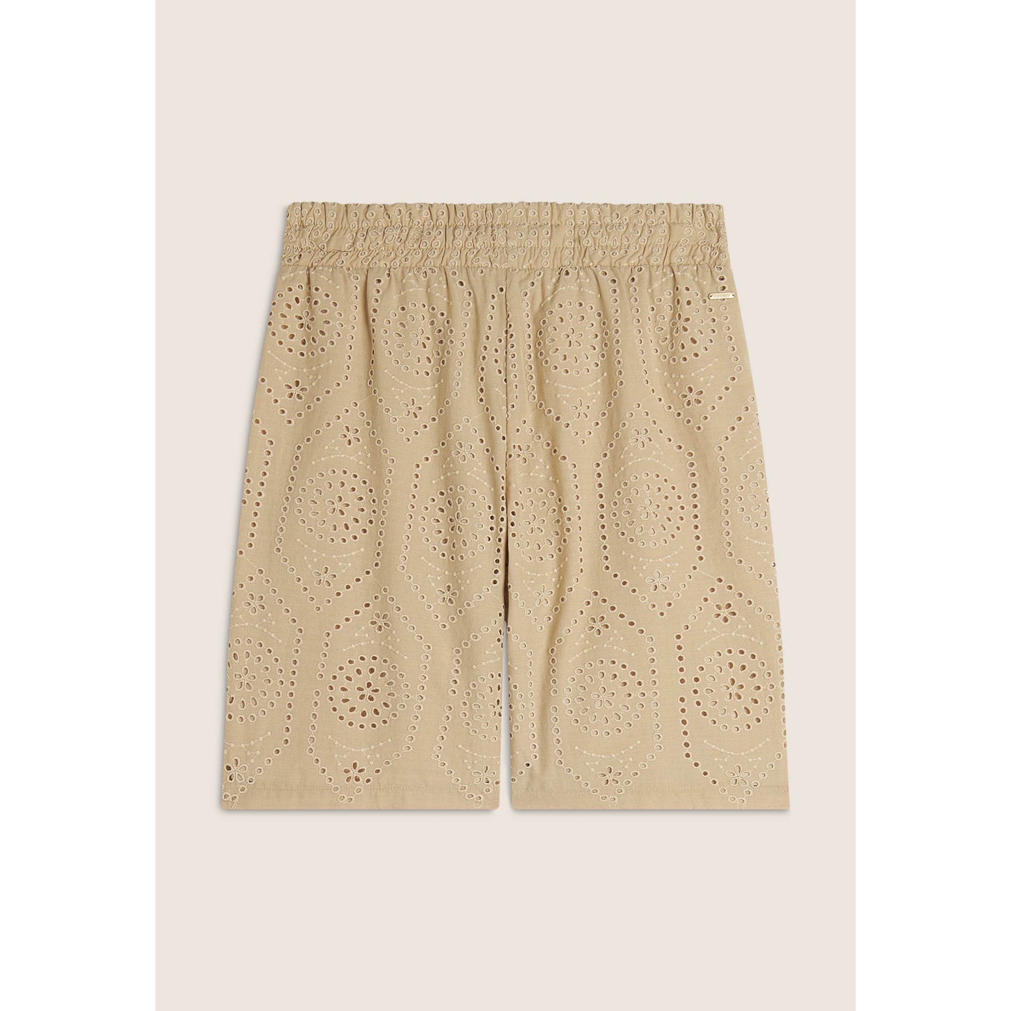 Pantaloni corti in mussola con dettagli Sangallo