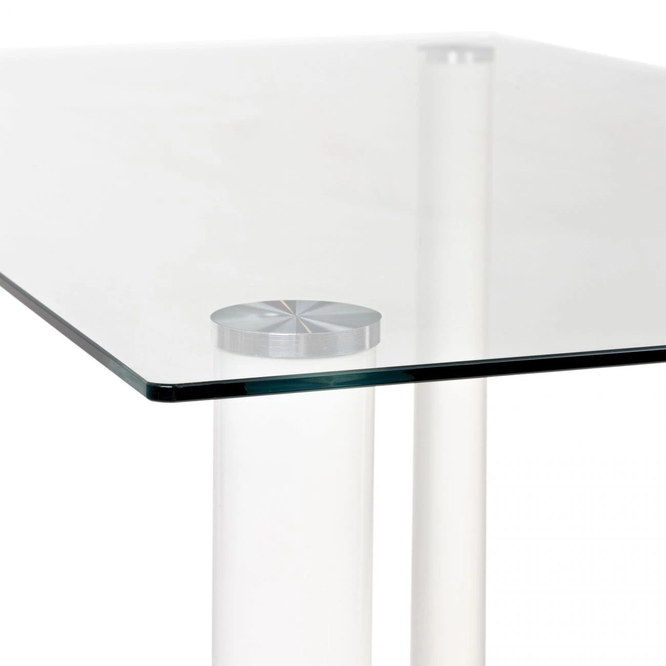 Mesa de comedor fija con sobre de cristal en blanco 140x80 cm Yuri Blanco