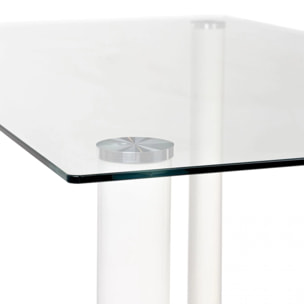 Mesa de comedor fija con sobre de cristal en blanco 140x80 cm Yuri Blanco