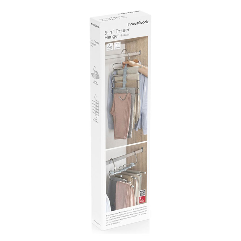 Gruccia per pantaloni 5 in 1 - grigio - 47x18x6 cm