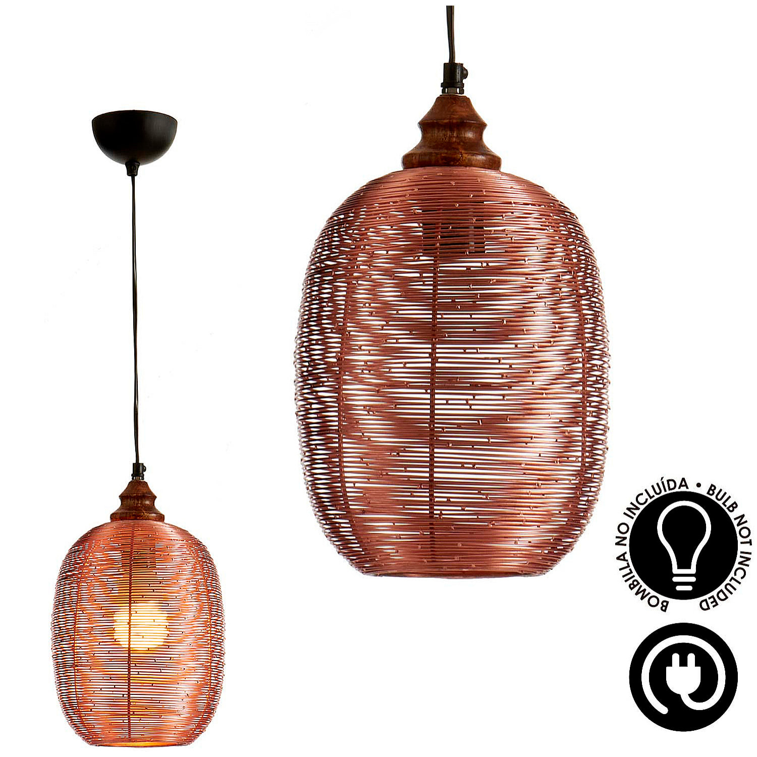 Lampada in metallo cilindro rame.