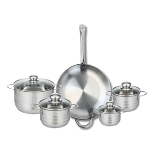 Ensemble de 1 Poêle de cuisson 32 cm et 4 faitouts 12, 14, 16 et 20 cm Elo Profi Brillant