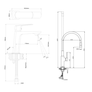 set mitigeur lavabo sans tirette + mitigeur de cuisine avec aérateur Neoperl®, noir mat (SATBS271C)