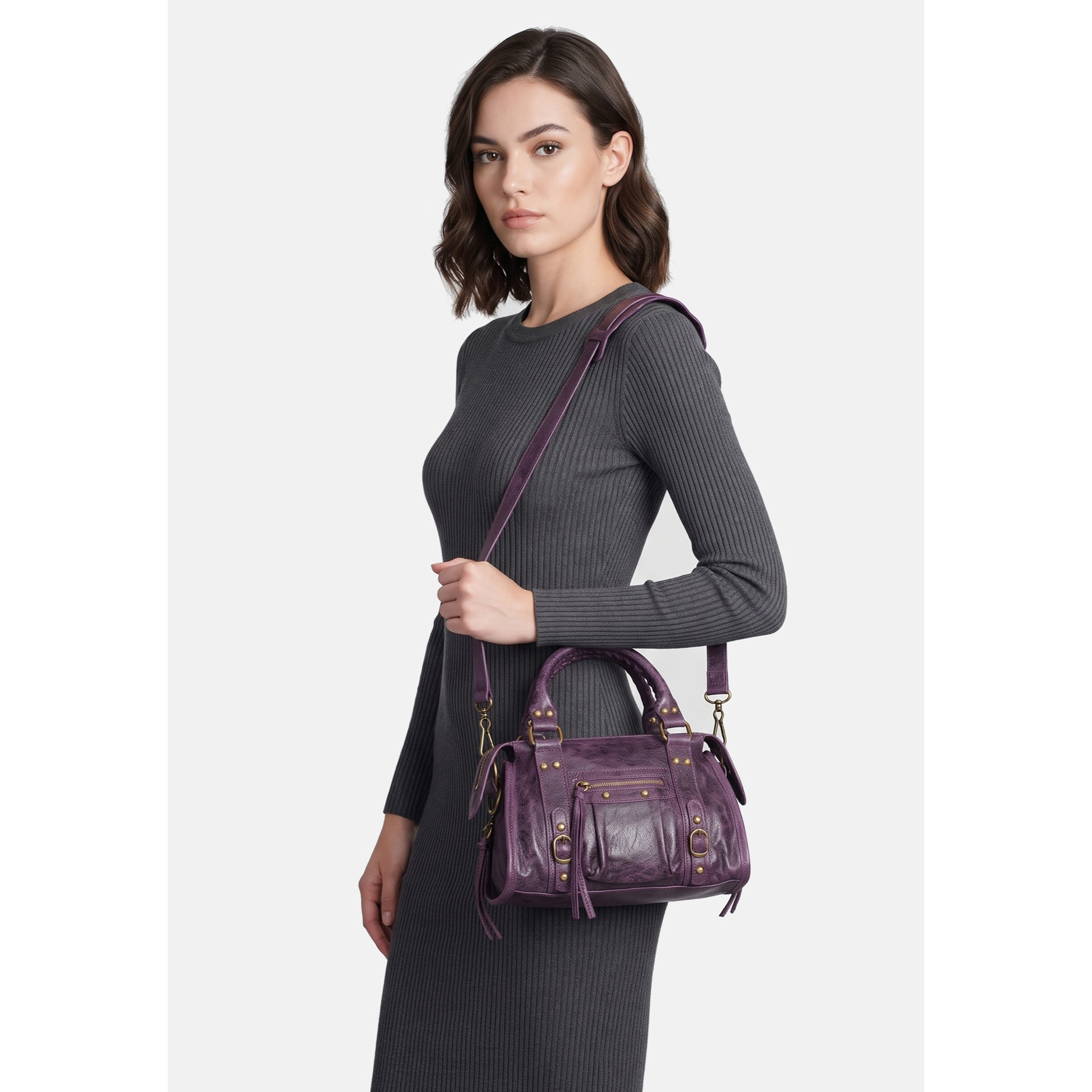 Borsa a spalla da donna - Modello Erisia - Vera pelle - 25.0 x 15.0 x 10.0 cm