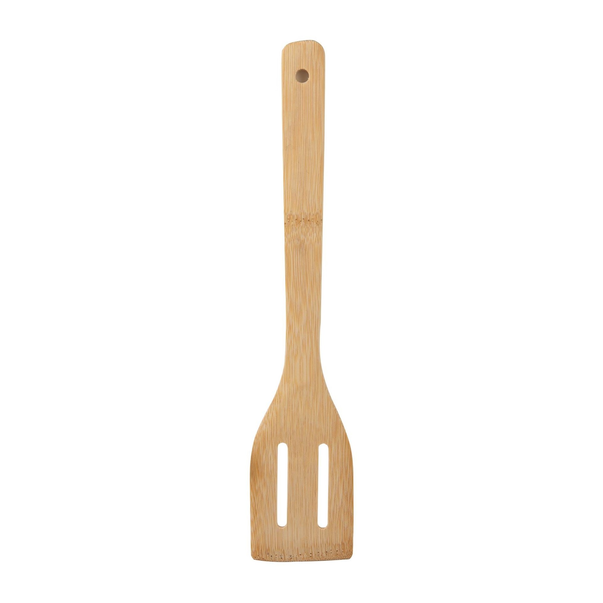 Espátula ranurada 30x6 cm bambú, utensilio de cocina natural expert san ignacio
