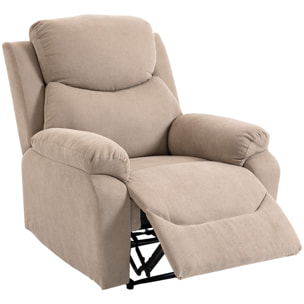 Sillón Relax Reclinable Manual, Sillón Relax Moderno, Tapizado en Tela Aspecto Lino, Reposapiés, Reposabrazos, Acolchado Grueso, Butaca Reclinable hasta 150°, Carga 120 kg, para Salón, Beige