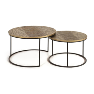 Mesas de Centro de Aluminio Mesa Grande: 76 Cm, Mesa Pequeña: 60 Cm Estilo Industrial