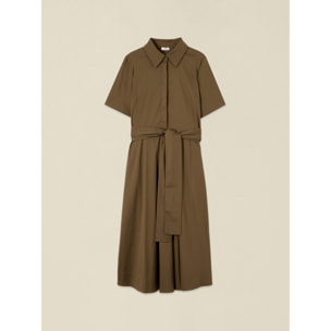 Oltre - Vestito chemisier in popeline - Verde militare