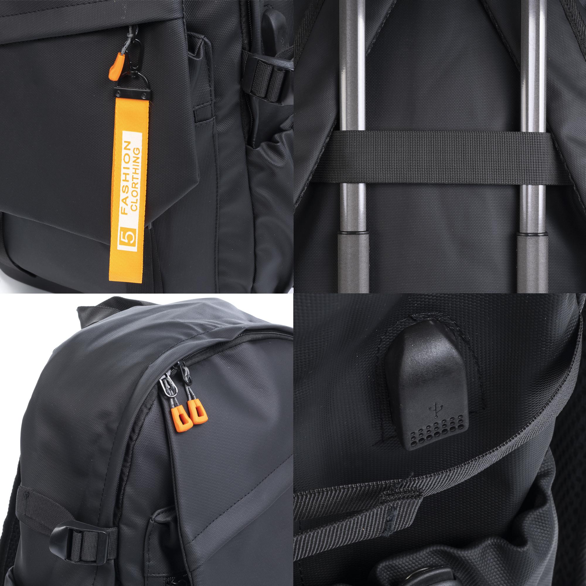 Mochila multi compartimento, porta Laptop 15.6''. Capa impermeable. Adaptable a Trolley. Toma USB externa.