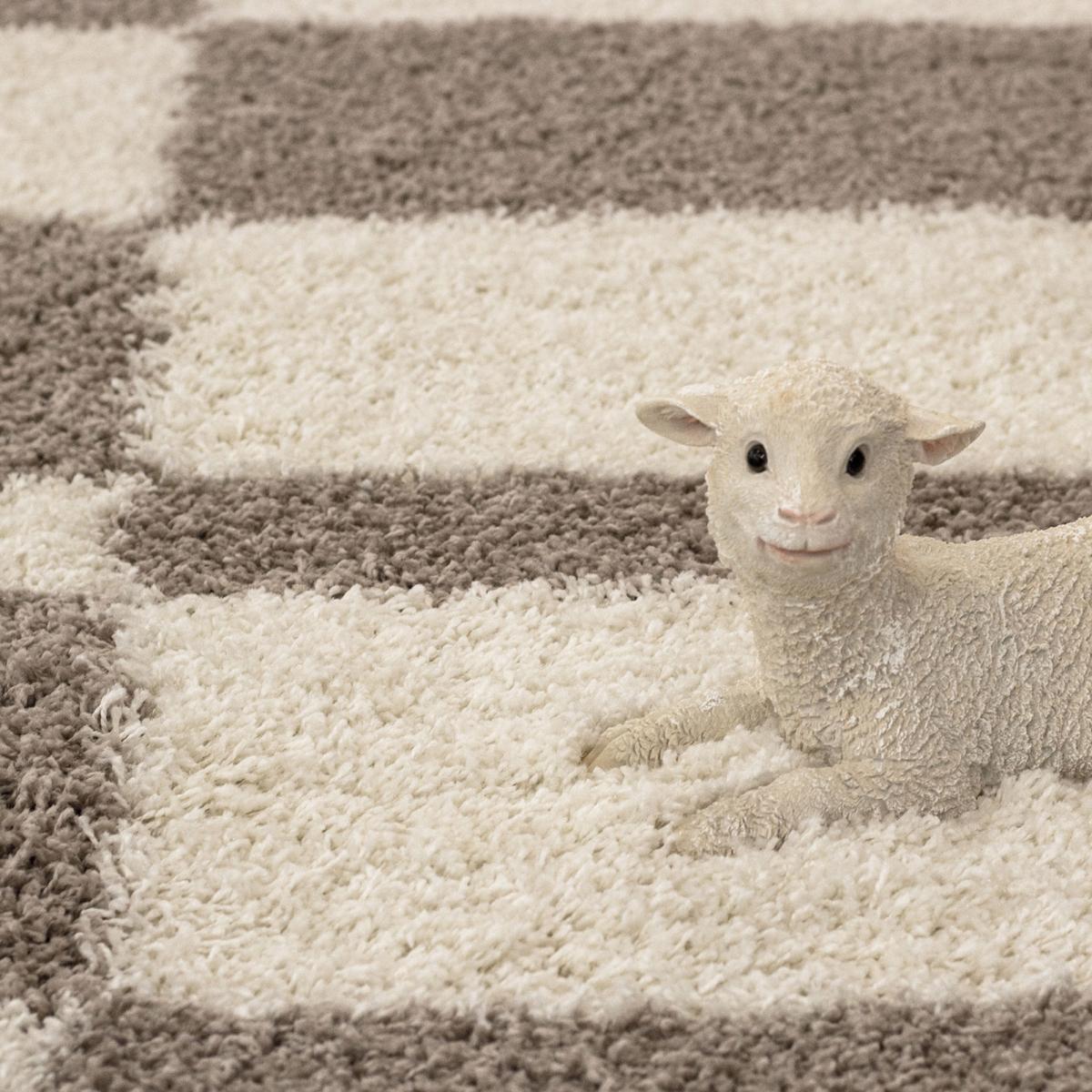 Tapis poils longs shaggy tissé motif géométrique NICO