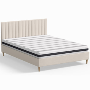 Pack lit en velours + Matelas ressorts et Mousse HR - ELIOT & HYGIOSPRING