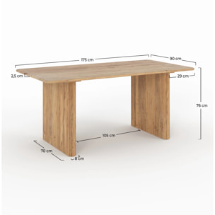 Table rectangulaire en bois d'acacia 6 personnes - Andrea