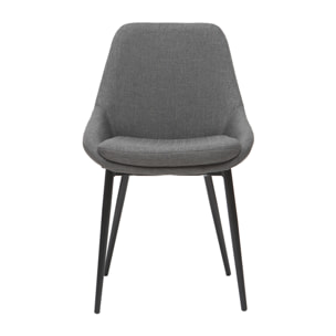 Chaises design en tissu gris et métal noir (lot de 2) HOLO