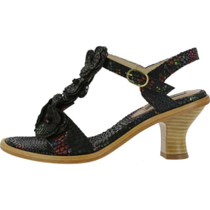 Sandalias con tacón S982 FANTASY FLORAL BLACK / NEGREDA color Floral black