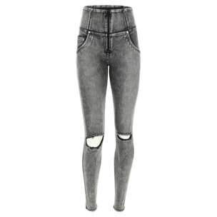 Jeans push up WR.UP® vita alta superskinny denim navetta marble e strappi