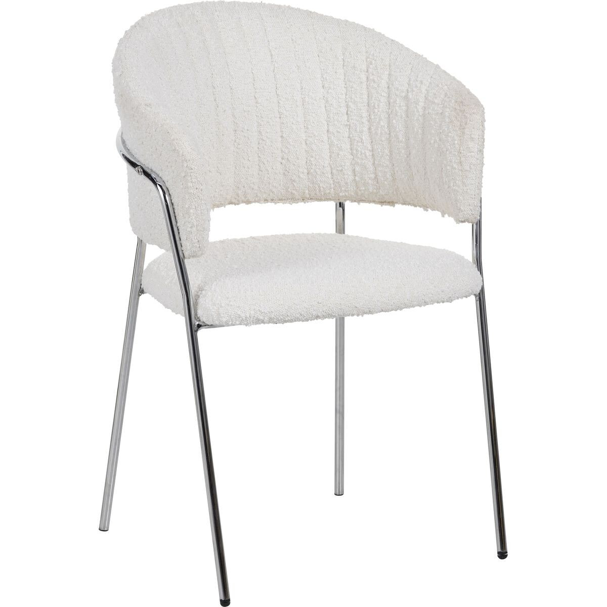 Lot de 2 chaises en tissu bouclé, piètement chromé - ISYA