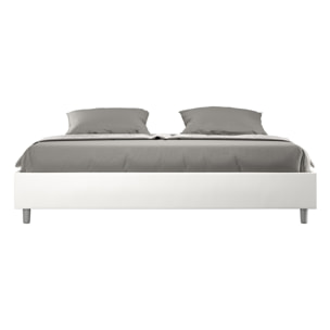 Letto matrimoniale king size con rete imbottito 200x200 similpelle bianco Azelia