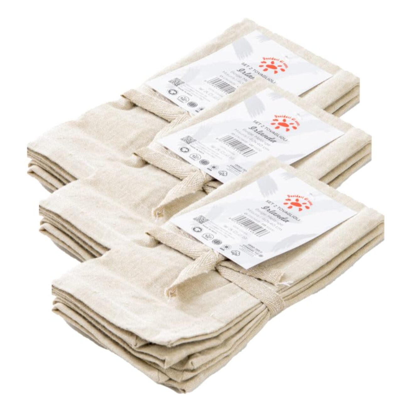 Intrecci – Set 6 tovaglioli in puro cotone 40x40 cm