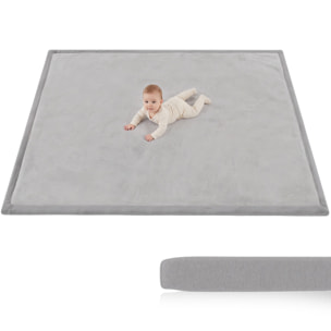 AIYAPLAY Alfombra Bebés Acolchada, 180x150 cm, Espuma de 3 cm, Colchoneta de Juegos, Franela Suave, Antideslizante, Resistente al Agua y Fácil de Limpiar, Gris Claro