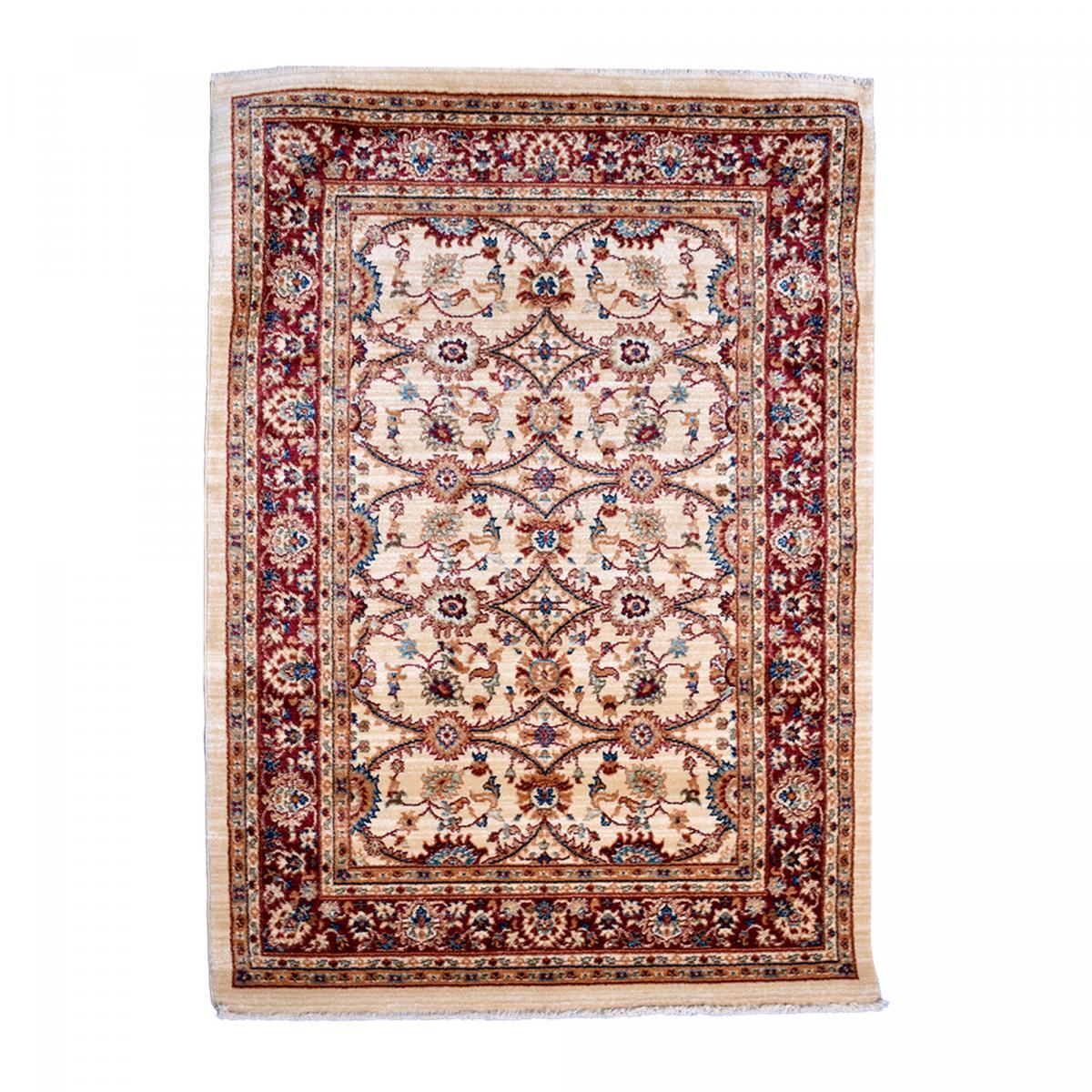 Tapis Jedi rouge et beige aux motifs floraux d'inspiration Orientale