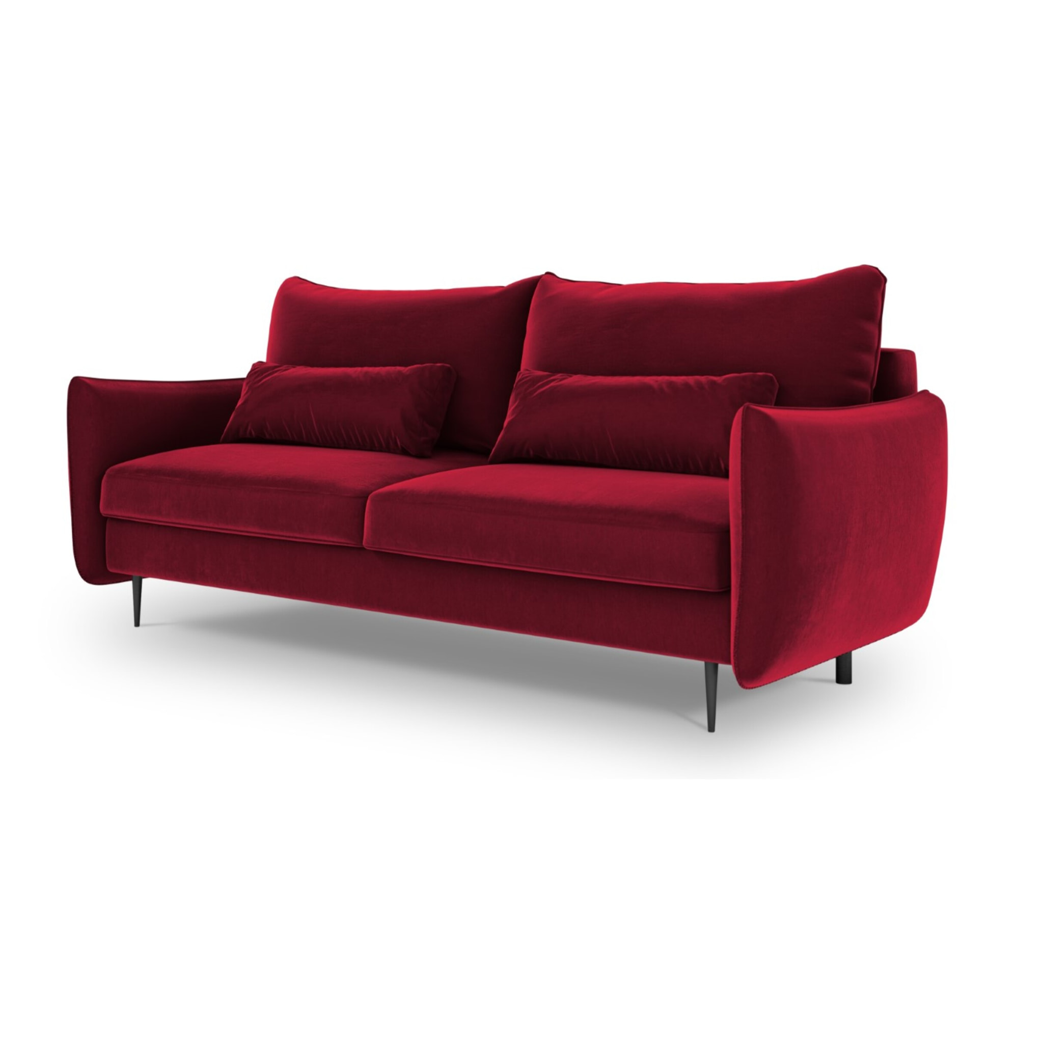 Canapé convertible avec coffre de rangement "Vermont" 3 places en velours rouge