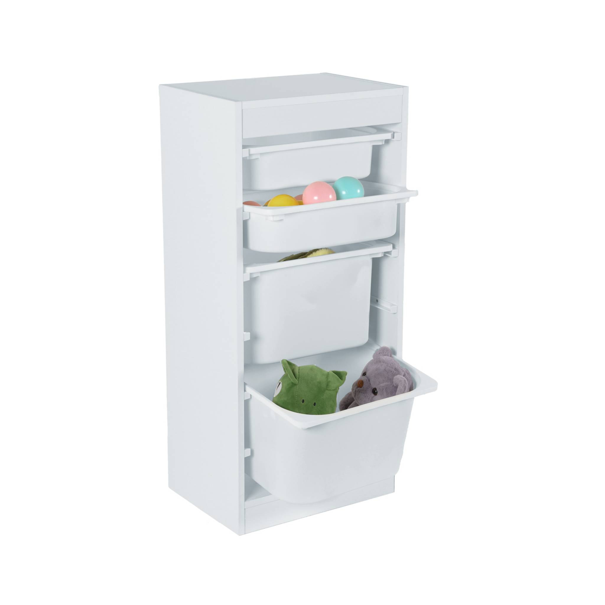Meuble de rangement blanc enfant 4 bacs de rangement