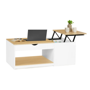 Table basse relevable + coffre Elina - 2 plateaux relevables