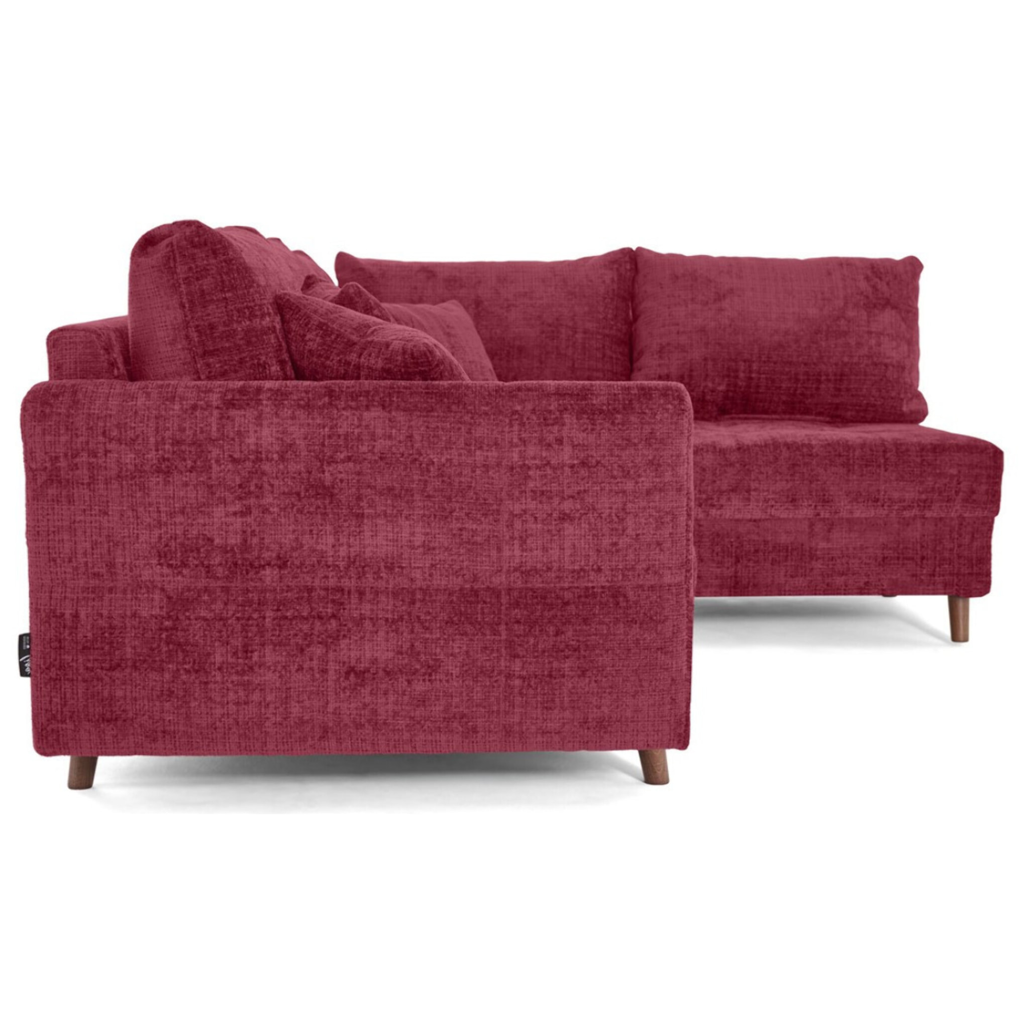 Rune - canapé d'angle droit 4 places en velours texturé - Prune