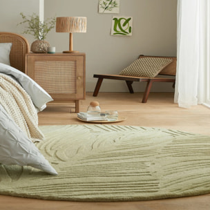 Tapis en laine rond FEUILLAGE Sauge