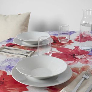 Nappe ronde anti-taches Big Flowers 7 Fucsia