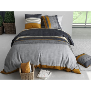 Parure housse de couette coton gris