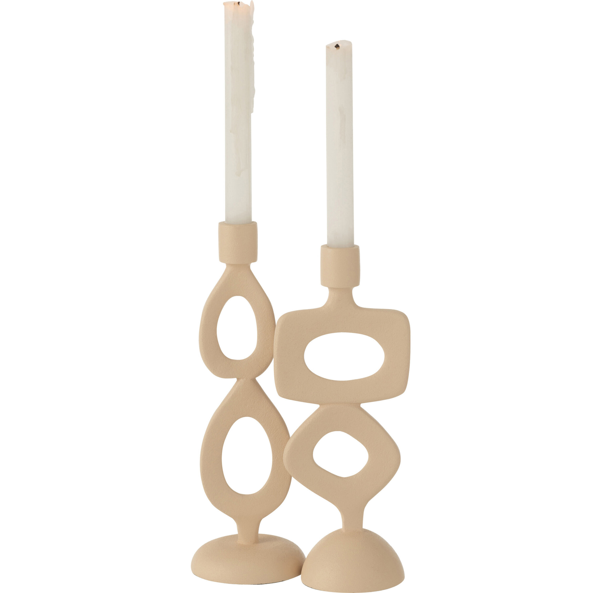 J-Line bougeoir Anneaux - aluminium - beige - 2 pcs