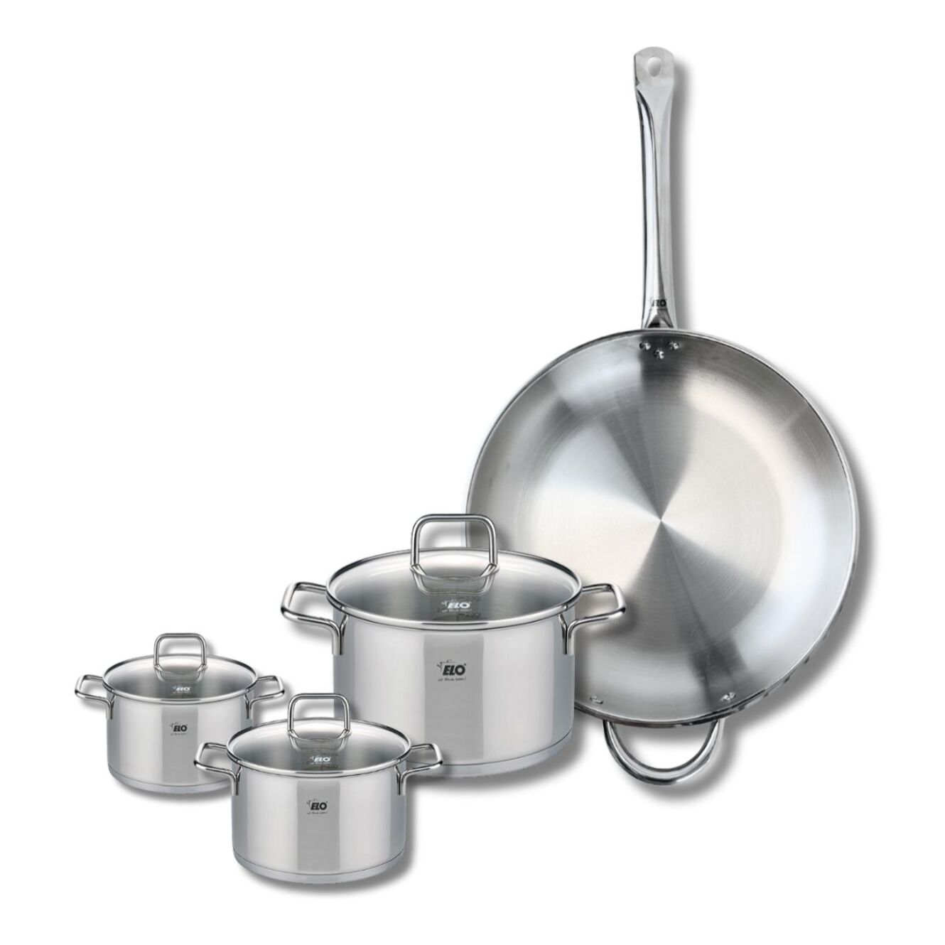 Ensemble de 1 Poêle de cuisson 32 cm et 3 faitouts Elo Profi Citrin