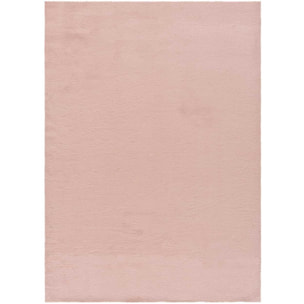XIANA Alfombra lisa lavable de tacto suave en color rosa, varias medidas disponibles.