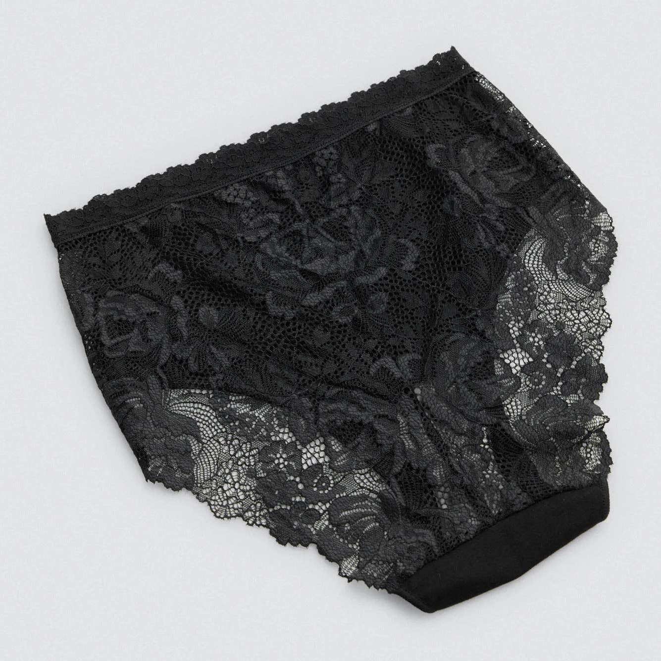 Mutandine di cotone a vita alta con pizzo nero