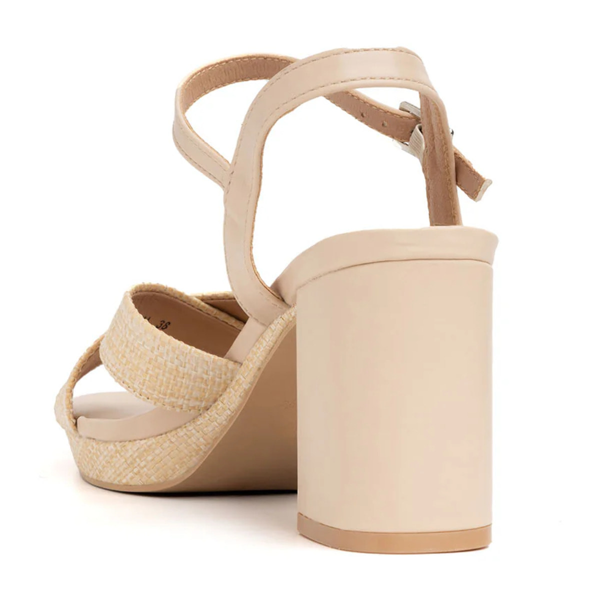 Sandalo in rafia con plateau - BEIGE