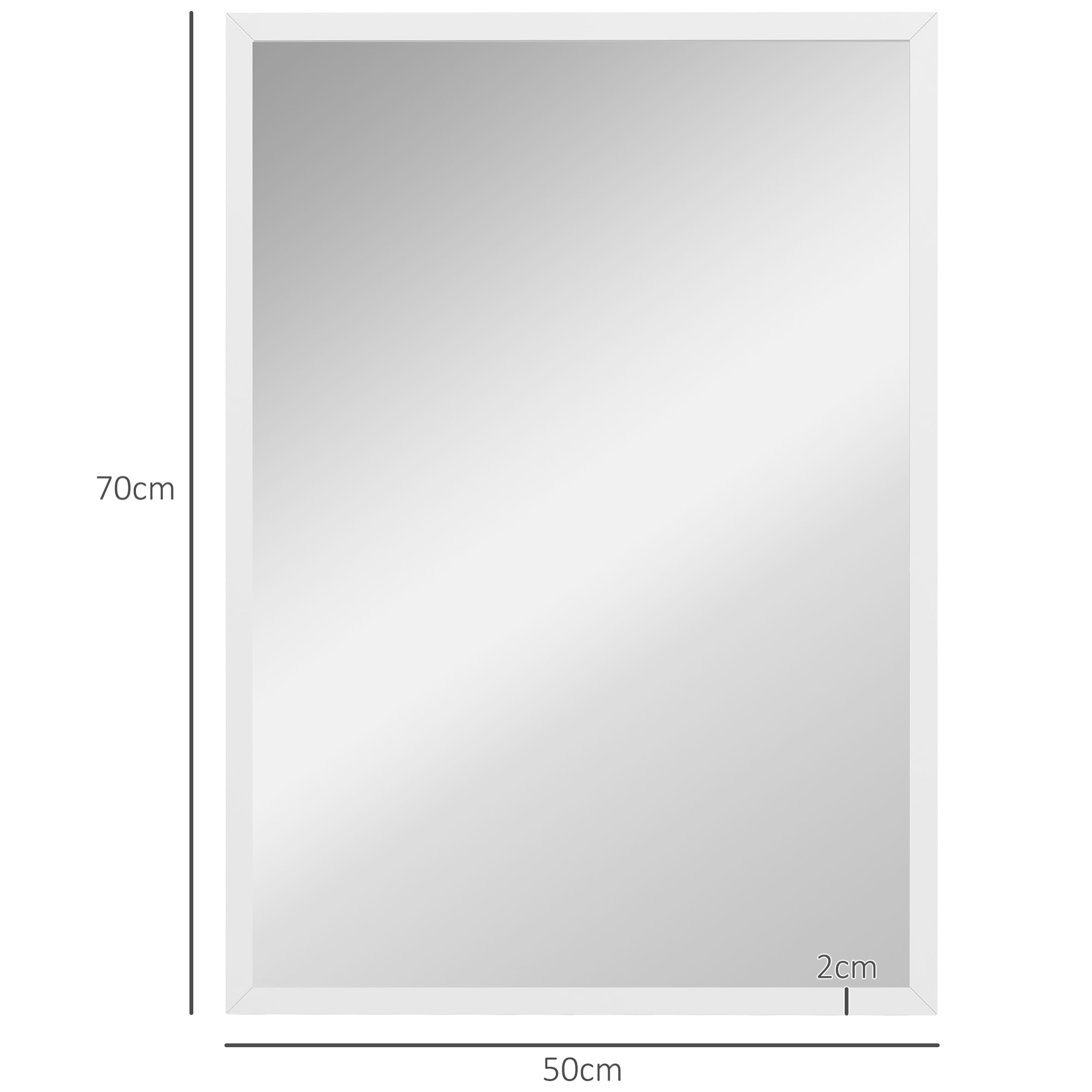 Miroir mural rectangulaire dim. 50L x 70H cm cadre MDF blanc