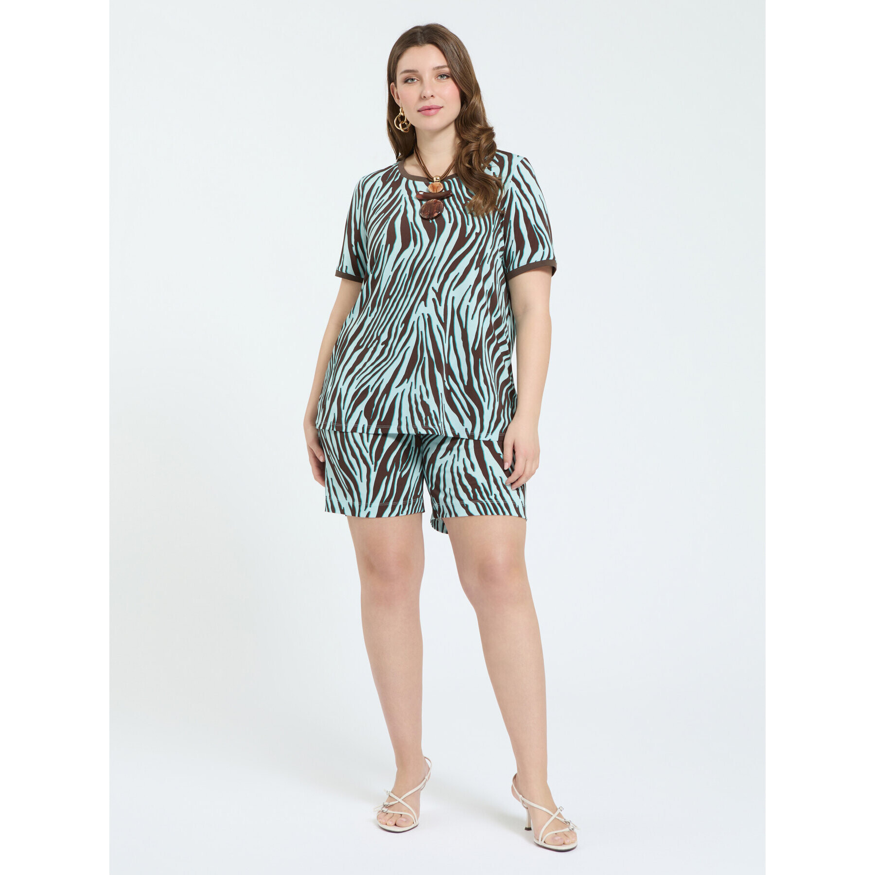 Fiorella Rubino - T-shirt stampa zebrata - Marrone