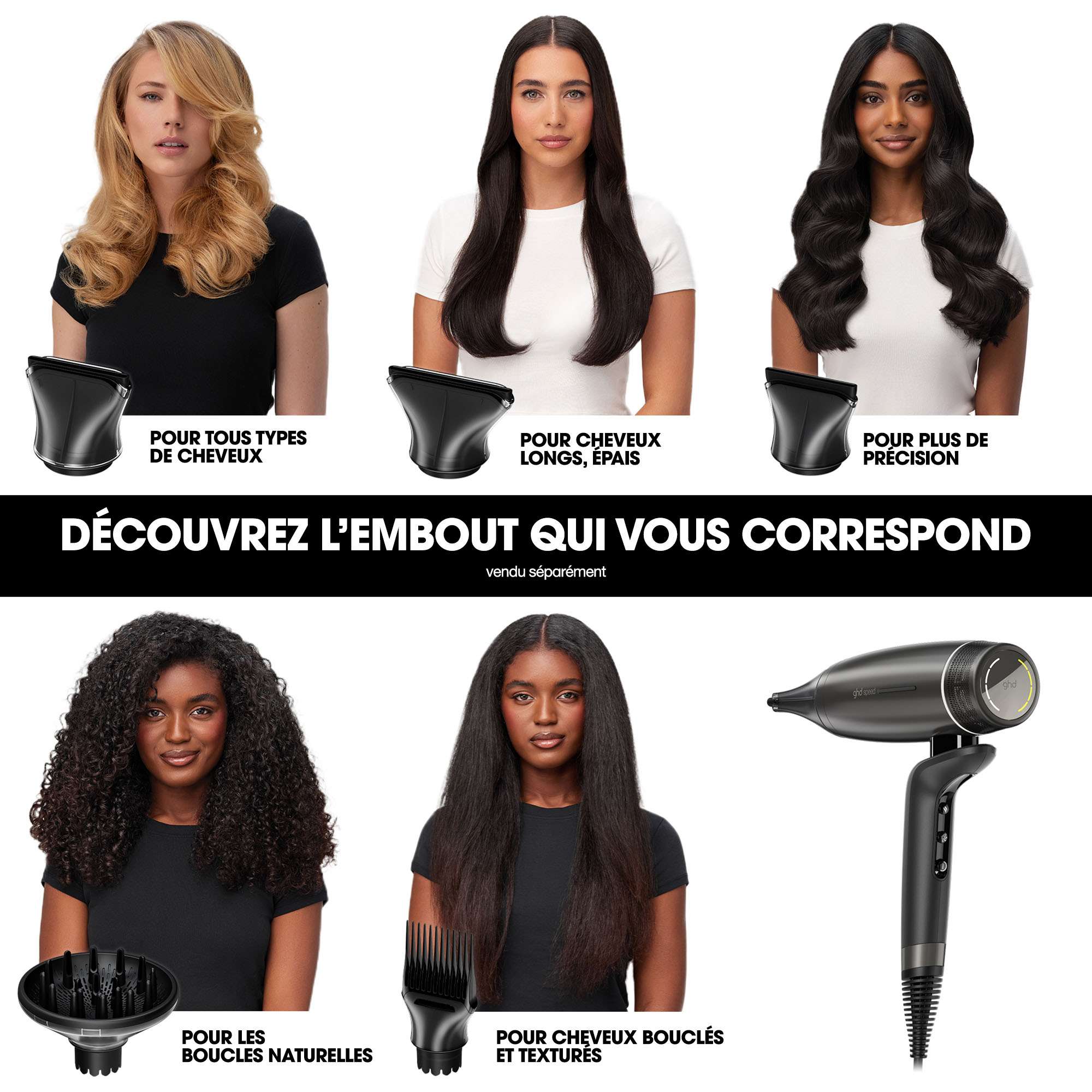 Embout peigne ghd pour sèche-cheveux ghd speed